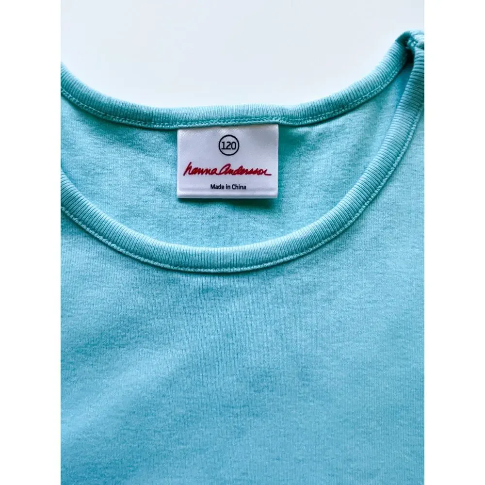 Girl's Hanna Andersson Teal Tiered Skirt Sleeveless Dress Size 120 6/7